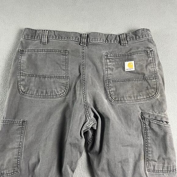 Carhartt Pants Mens 36X30 Gray Carpenter Double Knee Distressed Workwear - Picture 10 of 16